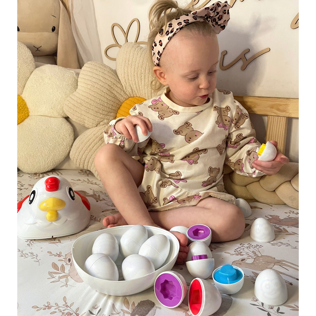 „Woopie“ Montessori vištelė – formų rūšiuoklė su kiaušiniais – produkto nuotrauka 4