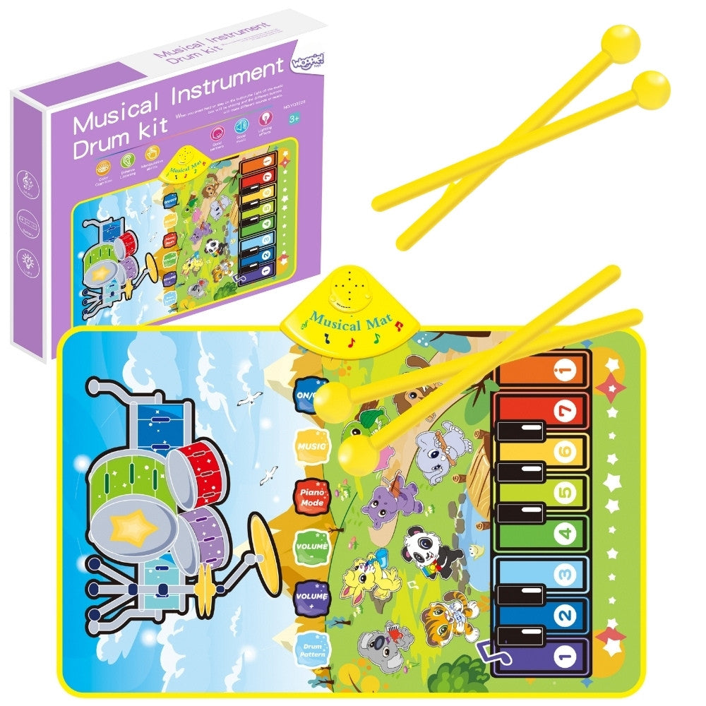 „Woopie“ muzikinis kilimėlis su pianinu ir būgnais 2in1 – pagrindinė produkto nuotrauka