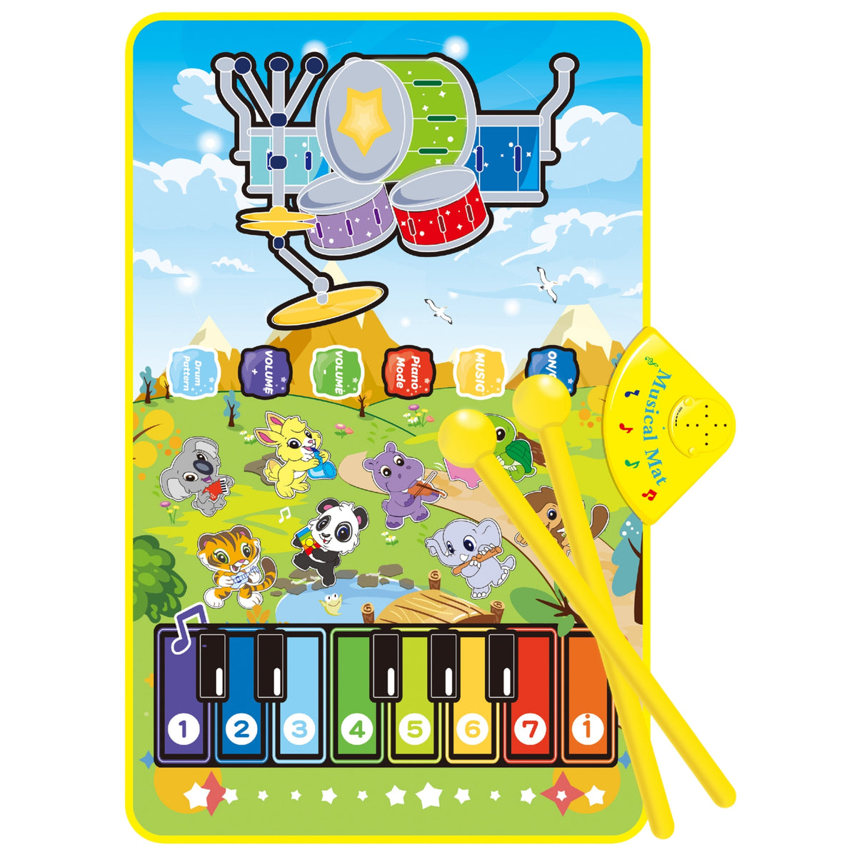„Woopie“ muzikinis kilimėlis su pianinu ir būgnais 2in1 – produkto nuotrauka 8