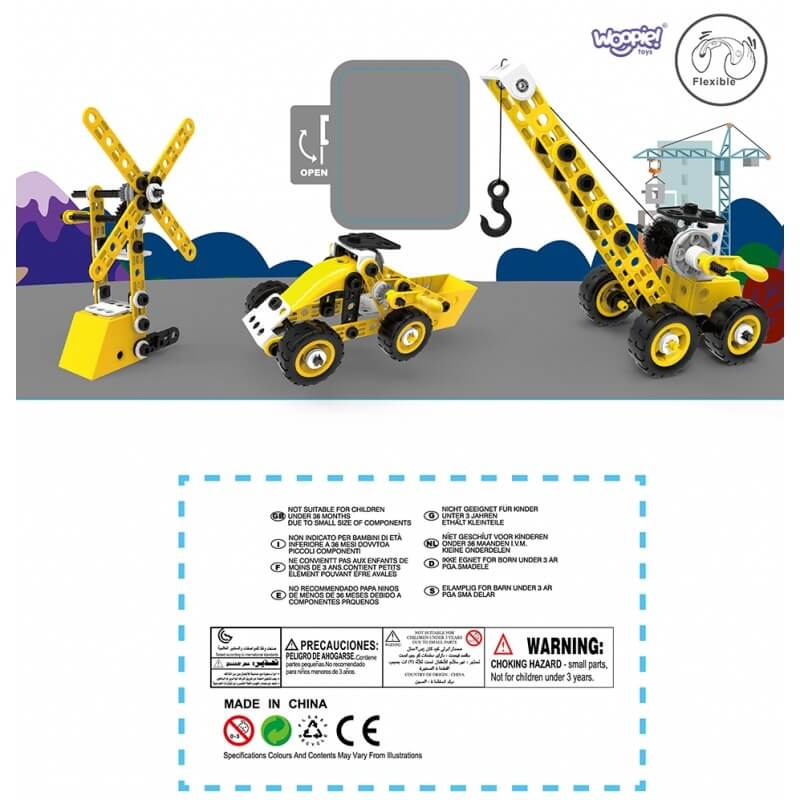 Woopie Statybinių Transporto Priemonių Rinkinys 100 Vnt. Vaikams 5+ Žaislai Konstruktoriai