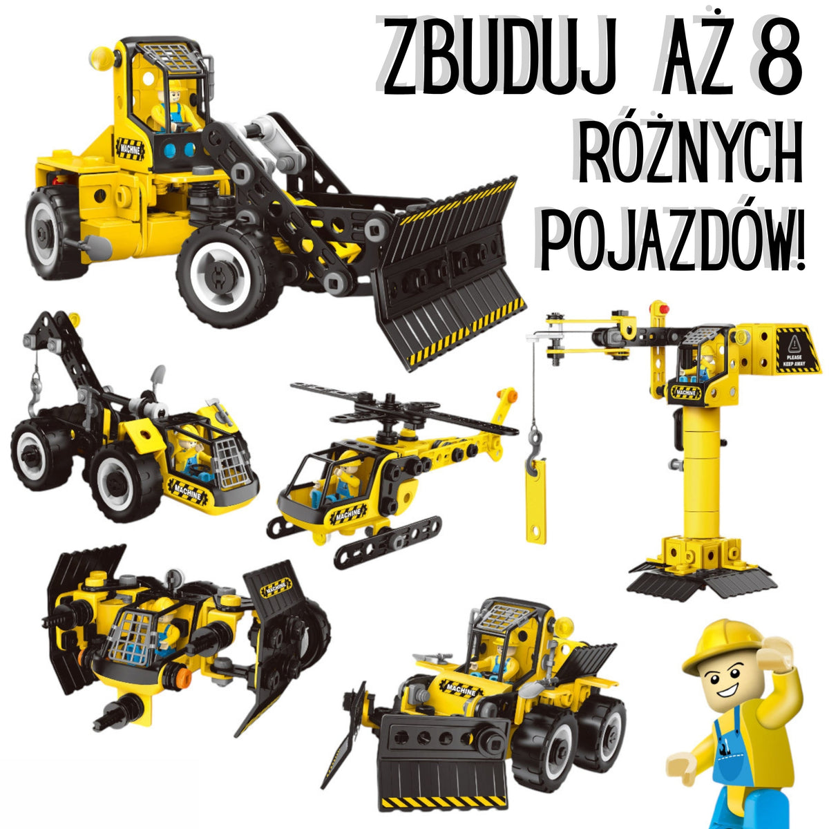 Woopie STEAM statybinių mašinų konstruktorius 6in1, 117 dalių – vaizdas 2