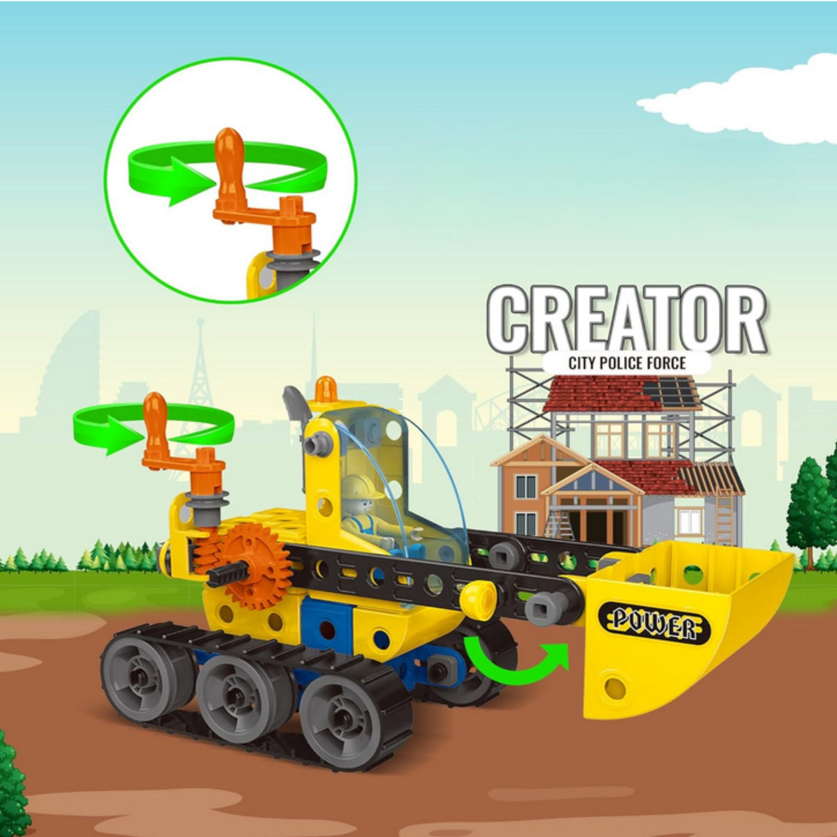 Woopie STEAM statybinių mašinų konstruktorius 6in1, 117 dalių – vaizdas 8