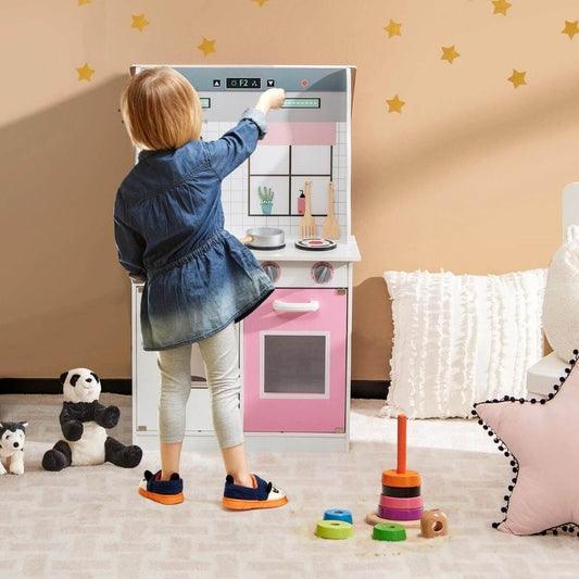 Žaislas Vaikams Medinis Lėlių Namelis Su Virtuve 2in1 55 X 42,5 X 91 Cm Lėlių namelis, žaidimų rinkinys ir žaislinės figūrėlės