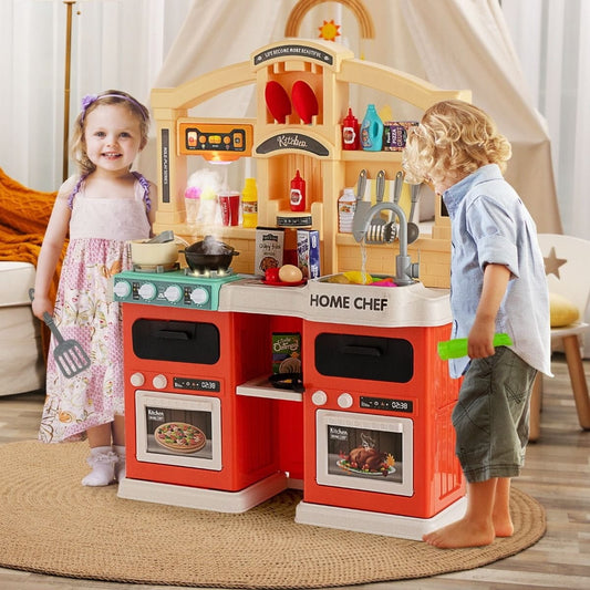 Žaislinė Vaikiška Virtuvėlė Su Garso Ir Švieos Efektais 69 Priedai Vaikiškos Virtuvėlės