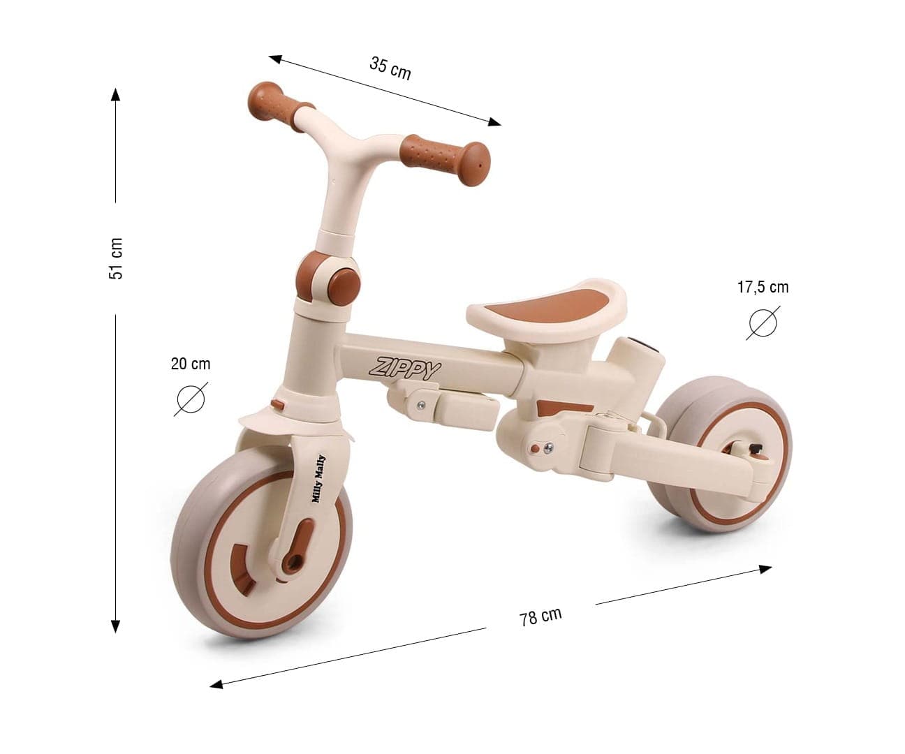 Zippy 5in1 Augantis Triratukas ir Balansinis Dviratukas 12 Mėn.+ Stumiami Triratukai