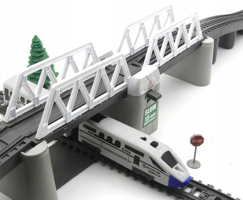 Elektrinis Traukinys Didelė Trasa 366 cm Su Pakeliamu Tiltu Toy Trains & Train Sets