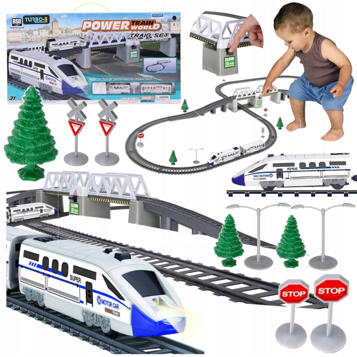 Elektrinis Traukinys Didelė Trasa 366 cm Su Pakeliamu Tiltu Toy Trains & Train Sets