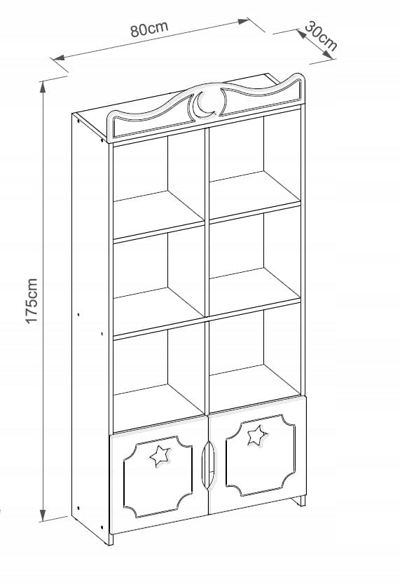 Knygų spinta su durelėmis vaiko kambariui puošta žvaigždėmis Baby & Toddler Furniture Sets