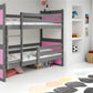 Lova "Rico" Trivietė Arba Su Stalčiumi 80 x 160-200cm Pilkas Rėmas Beds & Bed Frames 80 x 160 / Be Stalčiaus / Rožinė