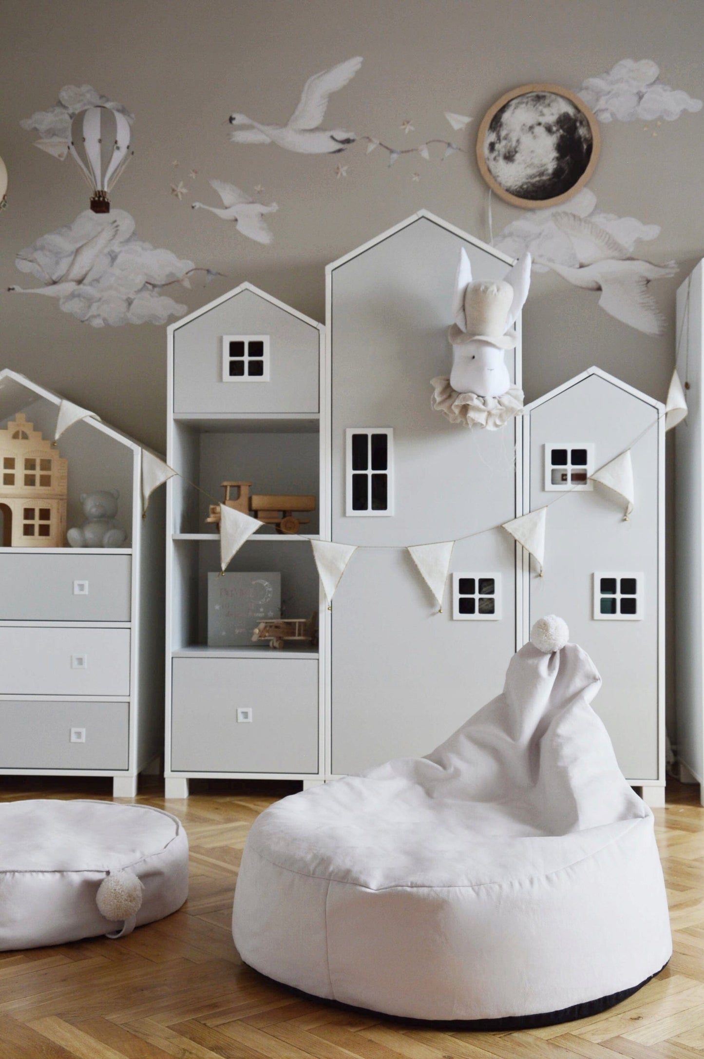 Minkštas vaikiškas pufas Kreminės spalvos 55 x 65 x 22 cm Baby & Toddler Furniture Sets