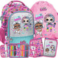 Mokyklinis Rinkinys L.O.L. Kuprinė 38cm, Penalas su Visais priedais ir Sportinis maišas Backpacks