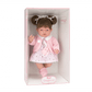 Tamsiaplaukė lėlytė su rožine suknute, juokiasi, 28 cm Dolls