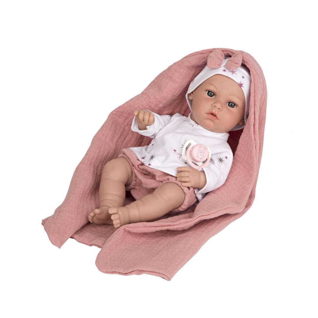 Tikroviška Lėlė Arias Lėlytė Kūdikis Su Rausvu Užklotėliu, 33 cm Dolls